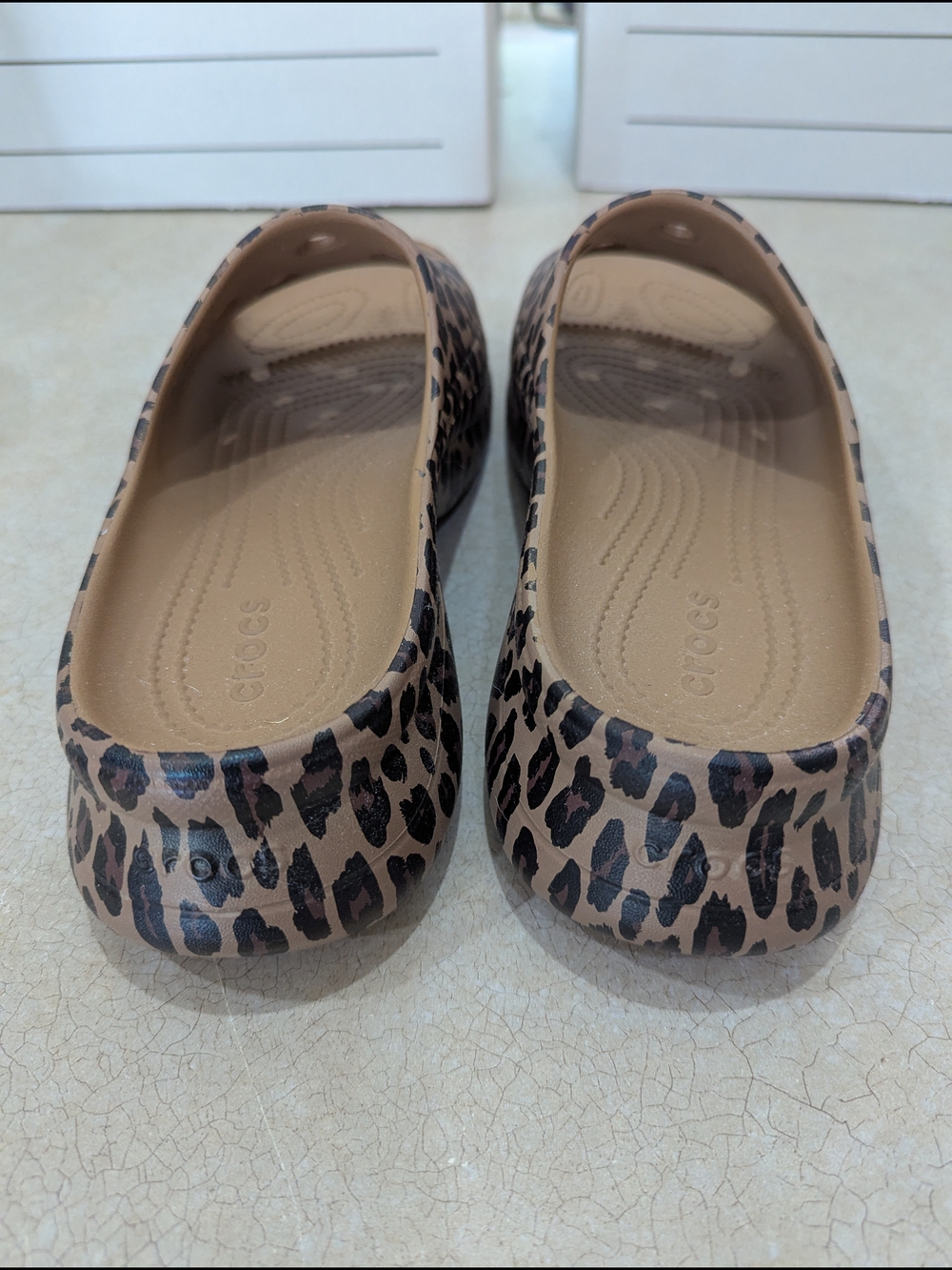 Crocs Classic Leopard Print Slide Sandals - Brown/Black - Picture 3 of 6